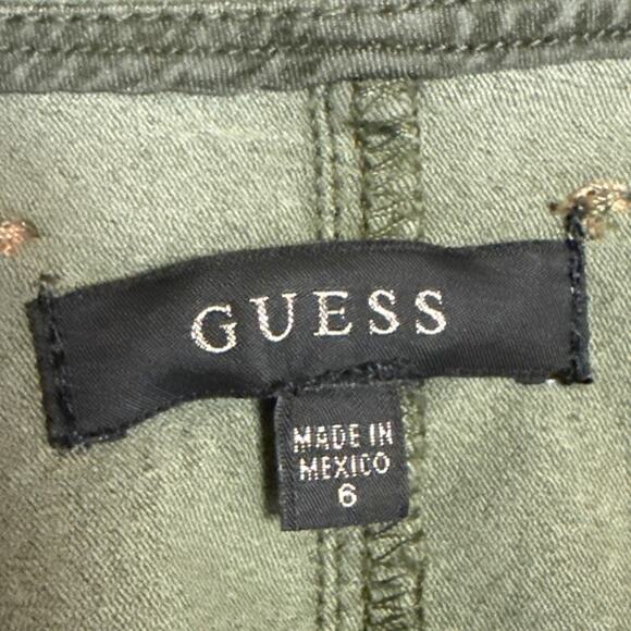New Guess Maxine Olive Green Denim Sleeveless Zip Up Skinny Romper Jumpsuit Sz 6 - Picture 5 of 6